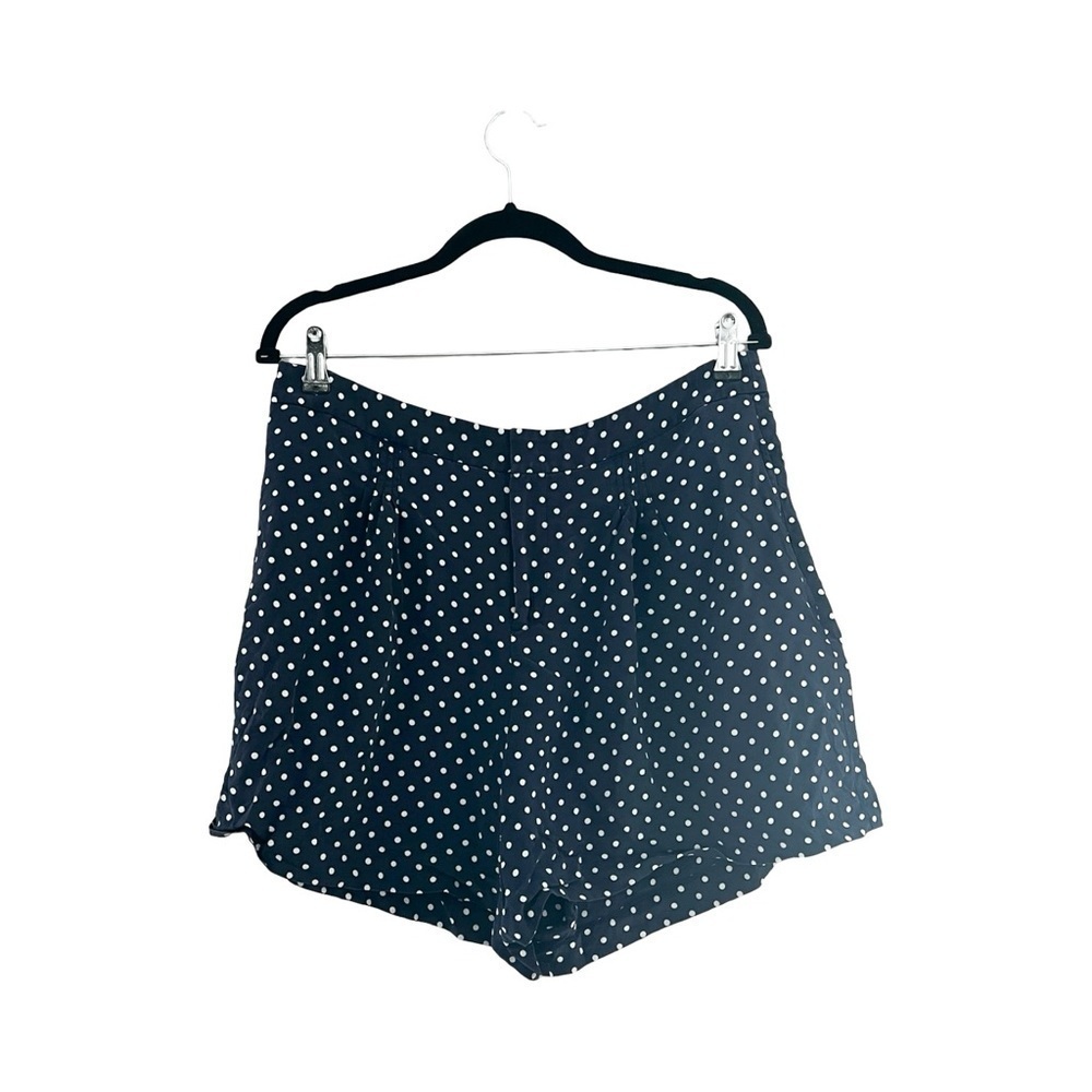 RALPH LAUREN LAUREN Polka Dot White Navy Silk High Waist Shorts Sz 12